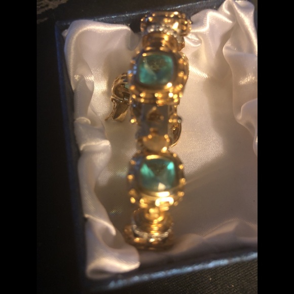 Blue topaz! Bracelet! 14 kt gold over Platinum 925 - Picture 5 of 6